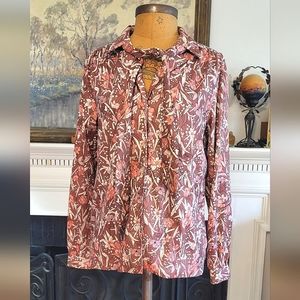 Vintage 70s Felice Women's Floral Polyester Long Sleeve Shirt